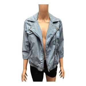 American Eagle Outfitters Blue Jean Jacket with Classic Design and Relaxed Fit